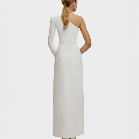 Milla White Long-sleeved dress with sharp shoulder cut - Picture 2 of 6
